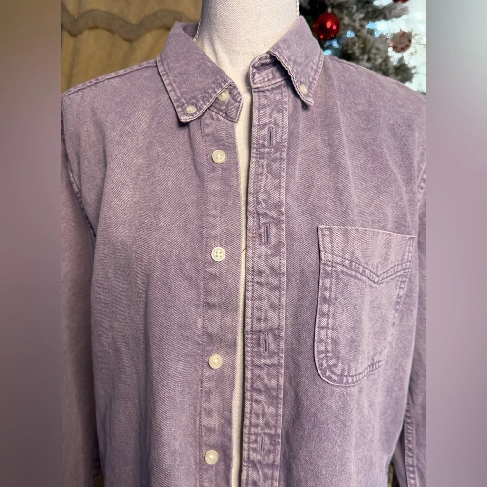 Zara Men's Purple Denim Shirt - Picture 6 of 9